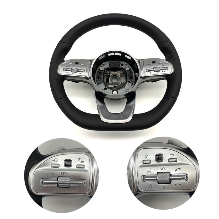For Mercedes Benz Silver Button Half Punched Silver Padded Steering Wheel