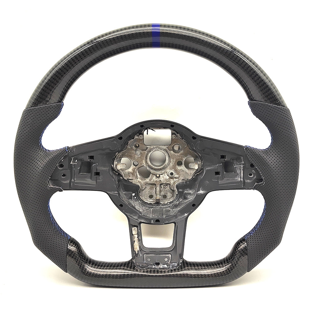 For Golf 7 Golf mk7 GTI R R-line Carbon Fiber Steering Wheel Blue Reversing Label Customized carbon fiber sports steering wheel