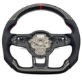 For VW Golf 7 GTI Golf 7R semi perforated carbon fiber R-line, red stitching, red return mark steering wheel