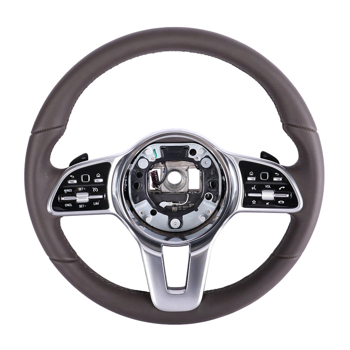 For Mercedes Benz brown leather black button paddles steering wheel
