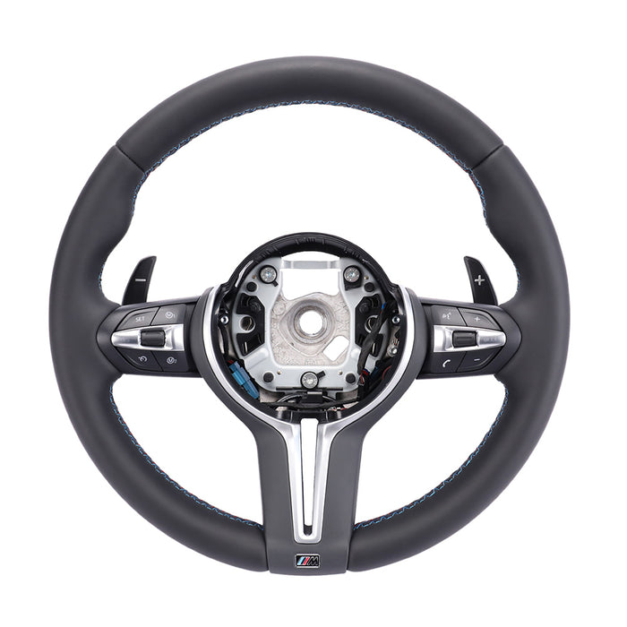 For BMW black leather blue line black buttons steering wheel