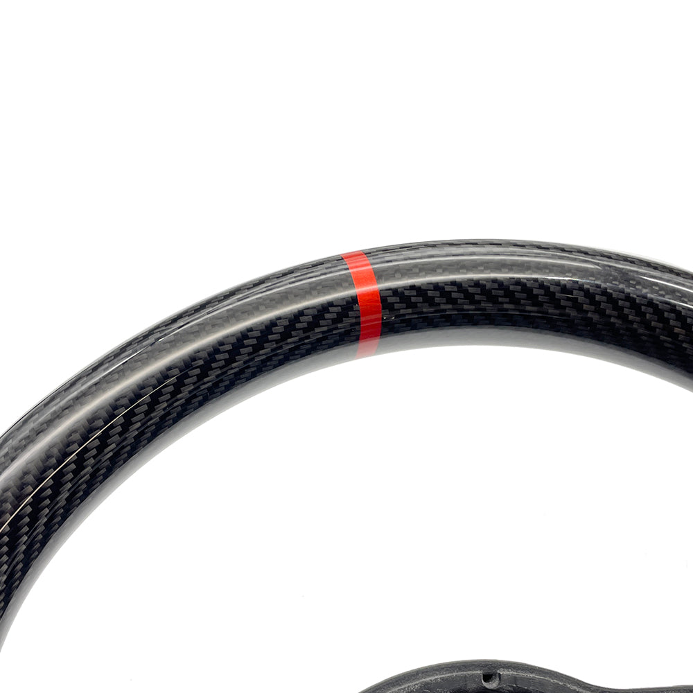For VW Golf 7 GTI Golf 7R semi perforated carbon fiber R-line, red stitching, red return mark steering wheel