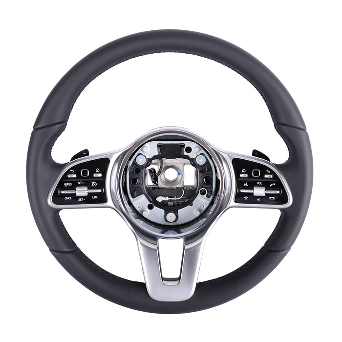 For Mercedes Benz black leather black button steering wheel with Black small paddles Steering wheel