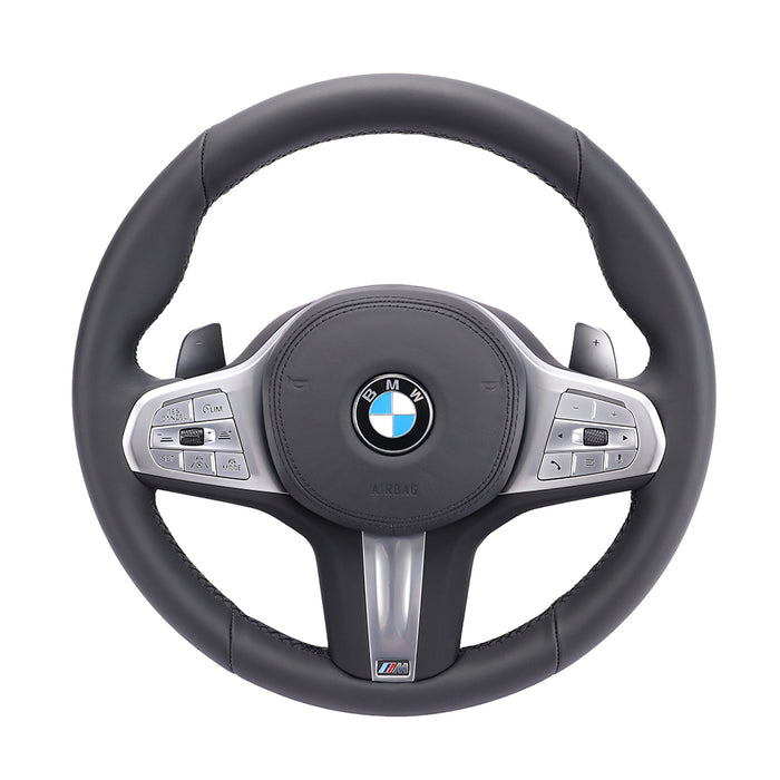 For BMW black leather silver button steering wheel