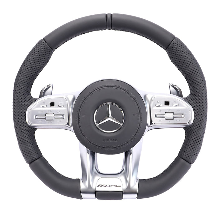 For Mercedes Benz Black Half Perforated Black Line Black Steering Wheel Return Mark Steering Wheel