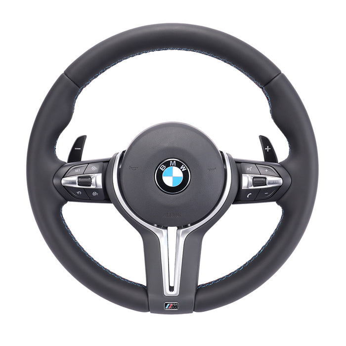 For BMW black leather blue line black buttons steering wheel