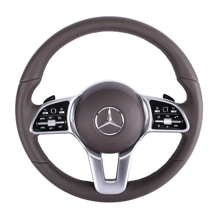 For Mercedes Benz brown leather black button paddles steering wheel