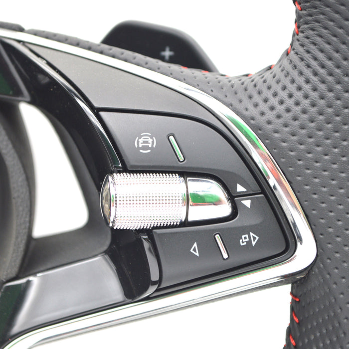 Red line semi perforated RS heated steering wheel For Skoda Superb Red line semi perforated RS heated steering wheel