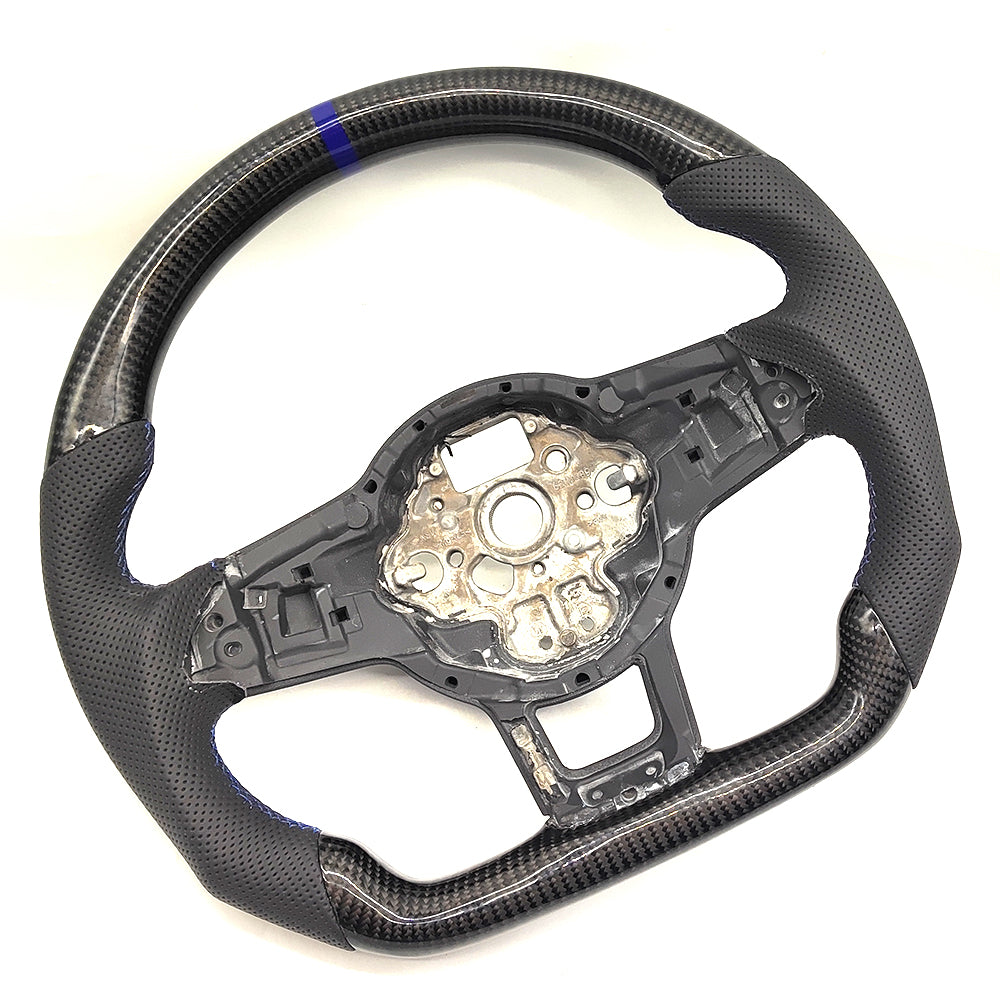 For Golf 7 Golf mk7 GTI R R-line Carbon Fiber Steering Wheel Blue Reversing Label Customized carbon fiber sports steering wheel