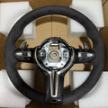 Suitable for BMW 5 Series thongs with full suede shiny carbon fiber button frame steering wheel