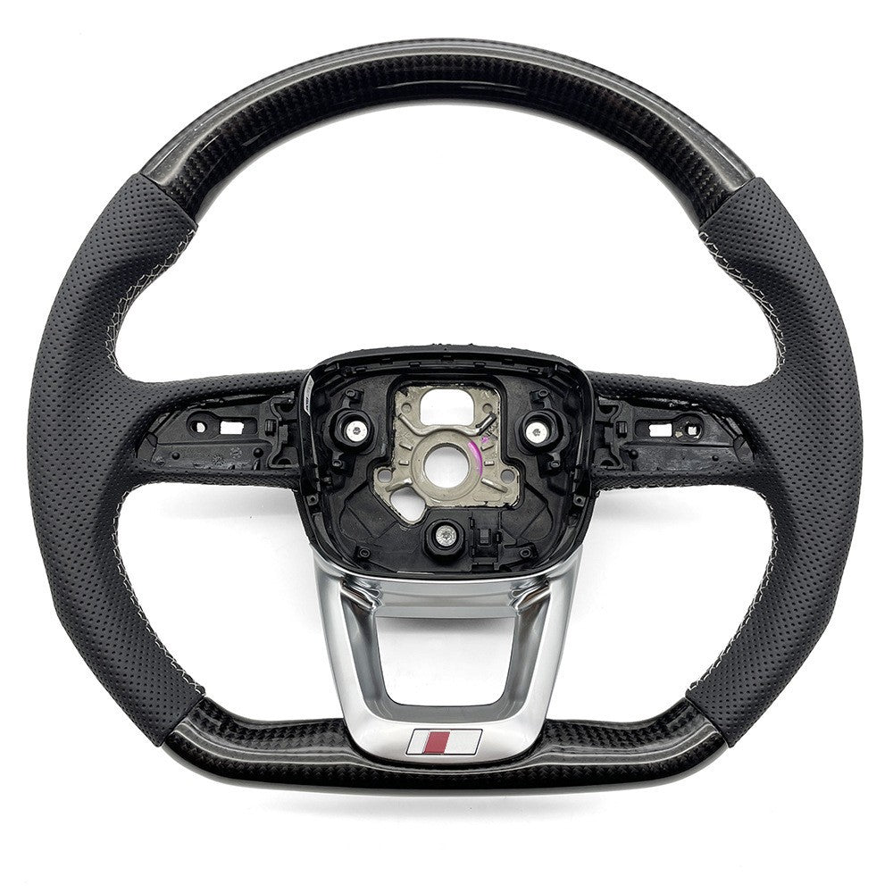 Suitable for Audi Q5 S standard carbon fiber semi perforated white line without paddle or button steering wheel bottom