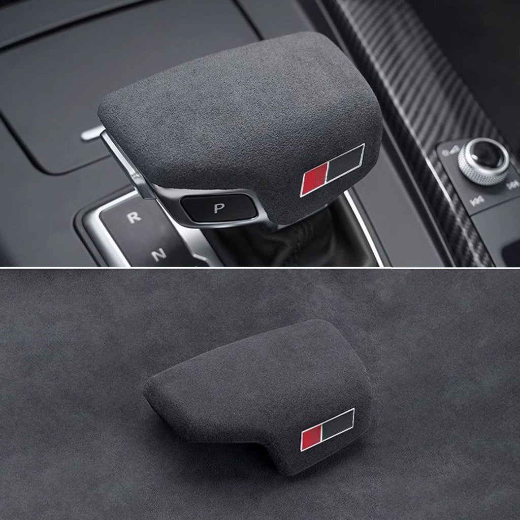 Suitable for Audi A4 suede gear lever cover SLINE standard airplane gear lever handle suede black Sline gear lever cover