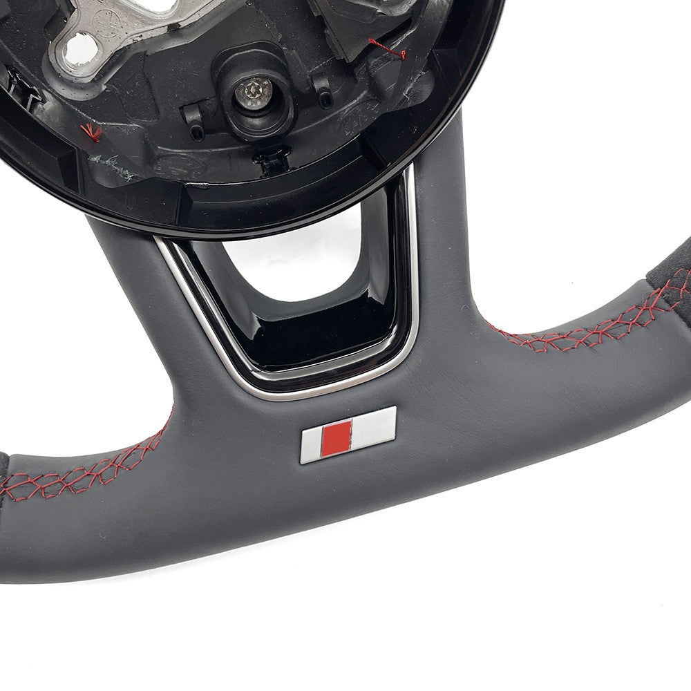 Suitable for Audi A4B9 S standard, semi furred, red, red, return to normal, no buttons, no paddles, steering wheel bottom