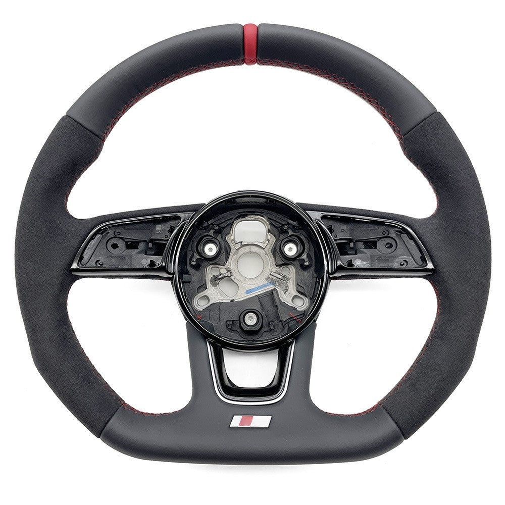 Suitable for Audi A4B9 S standard, semi furred, red, red, return to normal, no buttons, no paddles, steering wheel bottom