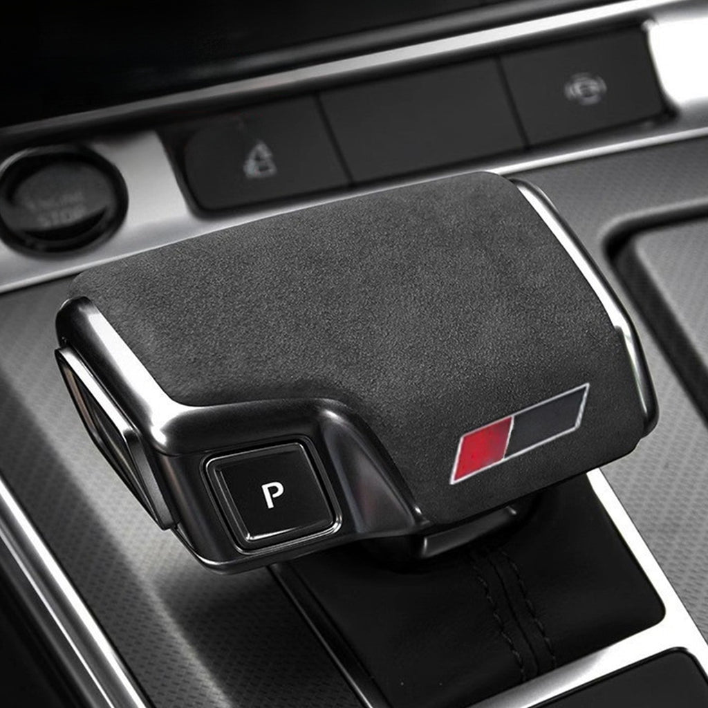 Suitable for Audi A4 suede gear lever cover SLINE standard airplane gear lever handle suede black Sline gear lever cover
