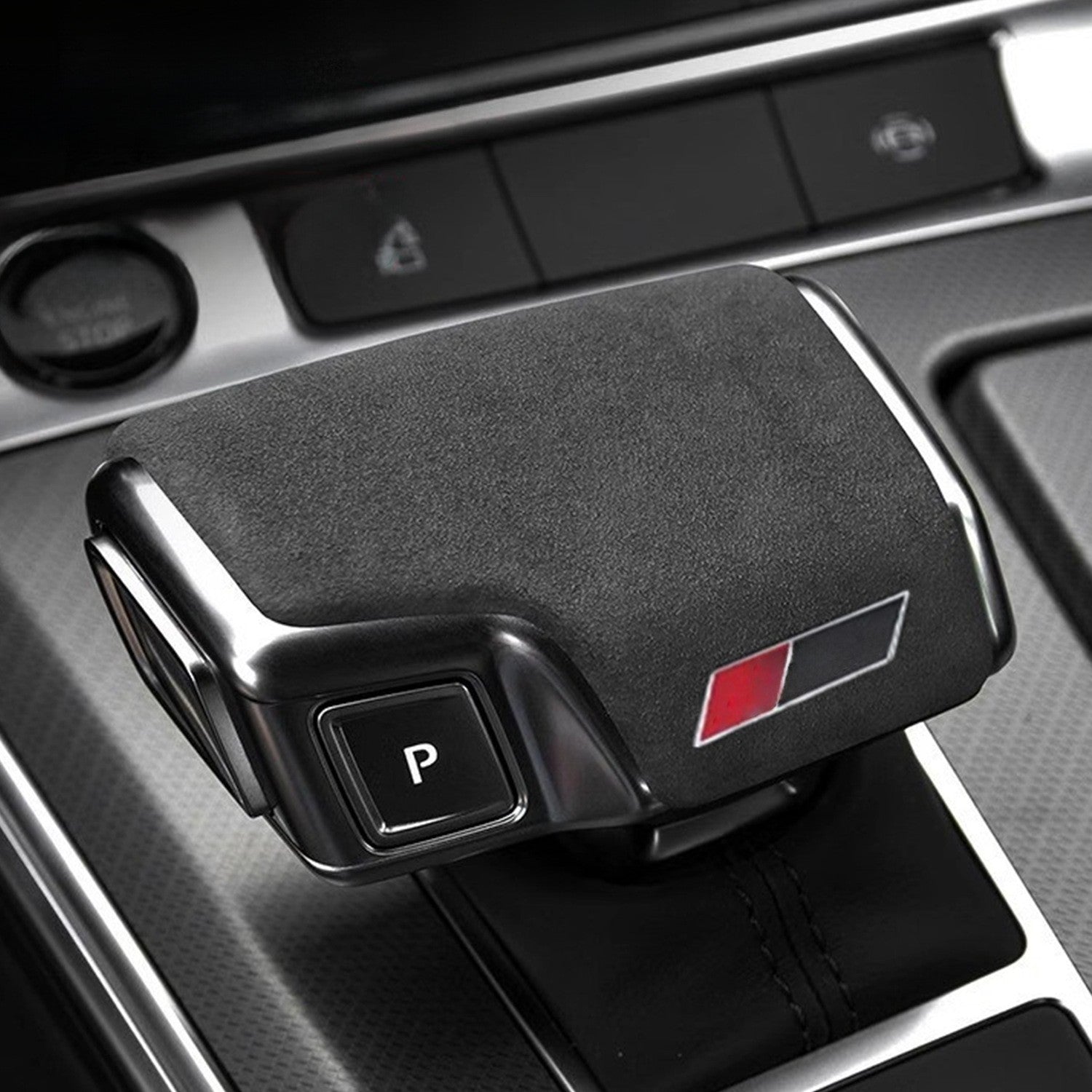 Suitable for Audi A4 suede gear lever cover SLINE standard airplane gear lever handle suede black Sline gear lever cover