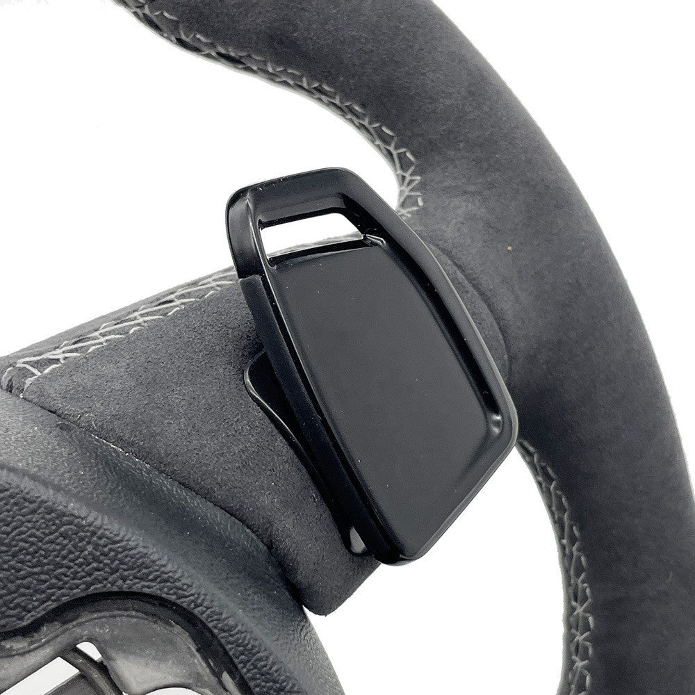 Suitable for Audi Sline A6C7 suede white line top and bottom leather suede black return to center label without buttons with paddle wheel steering wheel