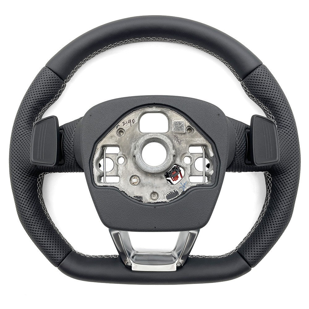 Suitable for Audi Q3 S standard semi perforated multifunction steering wheel with heated bottom, no buttons, and small paddles