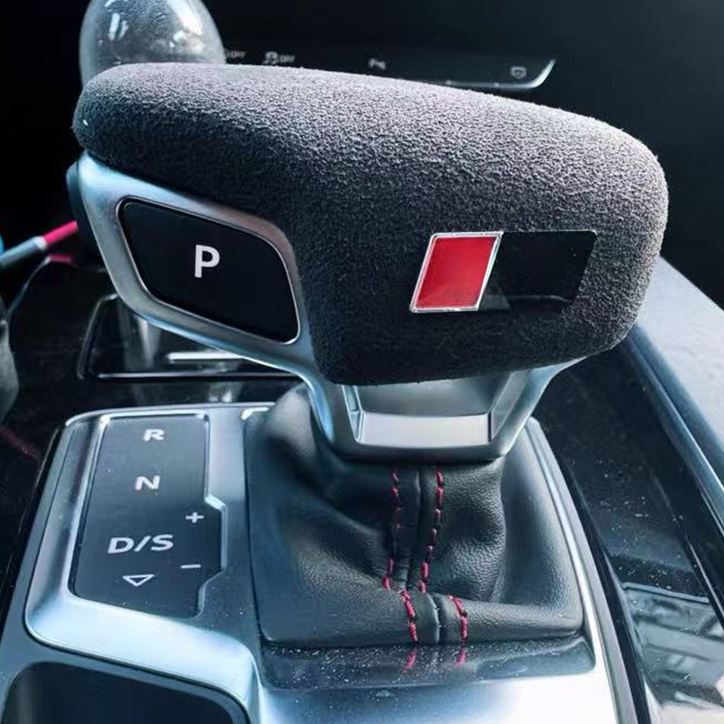 Suitable for Audi A4 suede gear lever cover SLINE standard airplane gear lever handle suede black Sline gear lever cover
