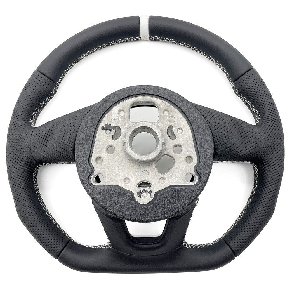 Suitable for Audi A4B9 S standard, semi perforated white line, white leather, return to normal standard, no buttons, no paddles, steering wheel bottom