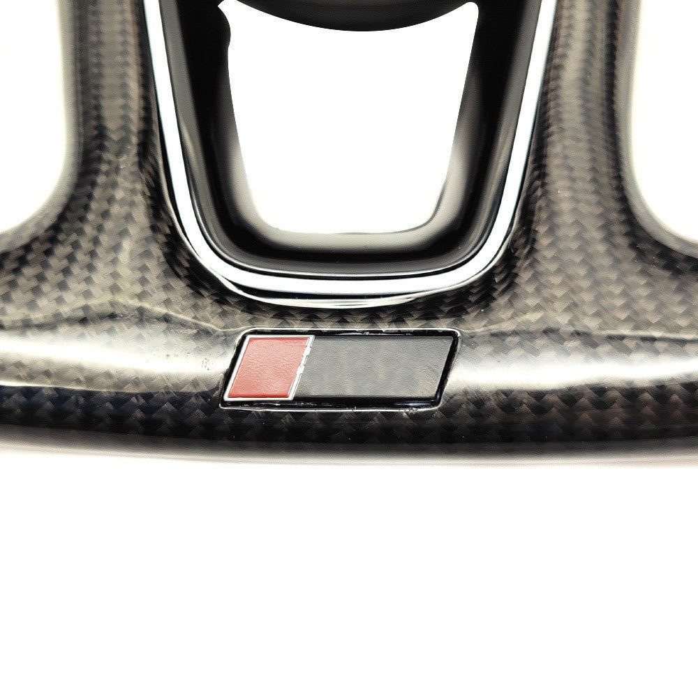 Suitable for Audi A4B9 carbon fiber steering wheel with semi perforated red line return standard RS standard heated carbon fiber bottom