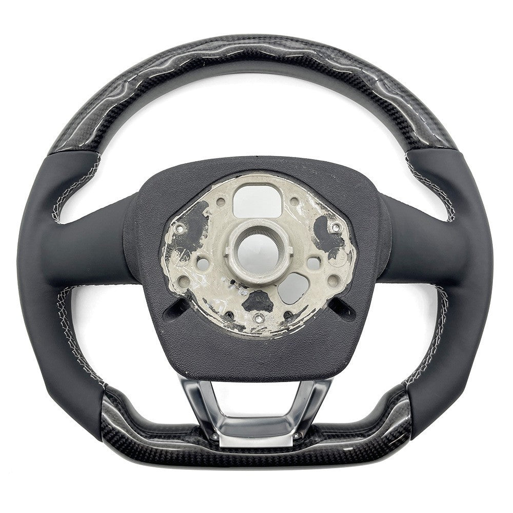 Suitable for Audi Q5 carbon fiber leather with white lines, no labels, no paddles, no buttons, steering wheel bottom