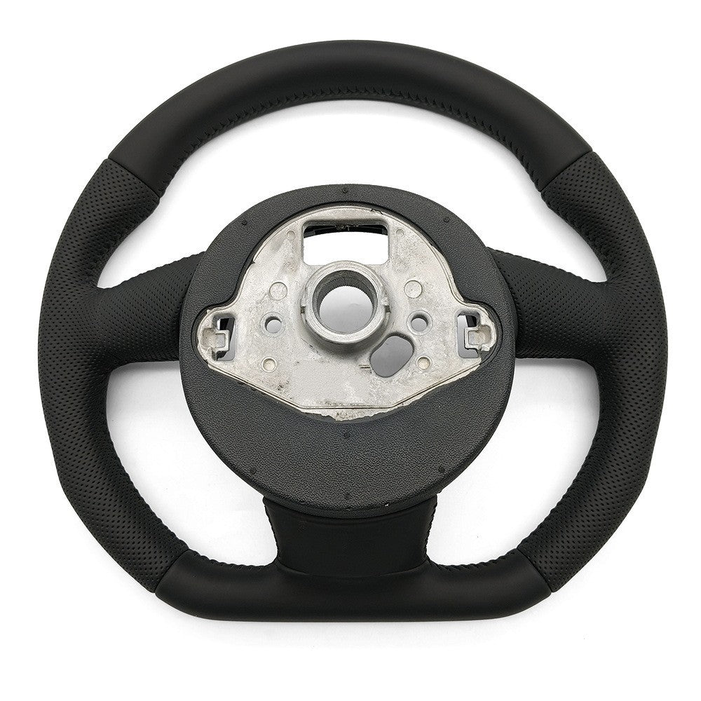 Suitable for Audi A4B8 leather black line semi perforated RS logo flat bottomed steering wheel Audi wheel bottom with button frame