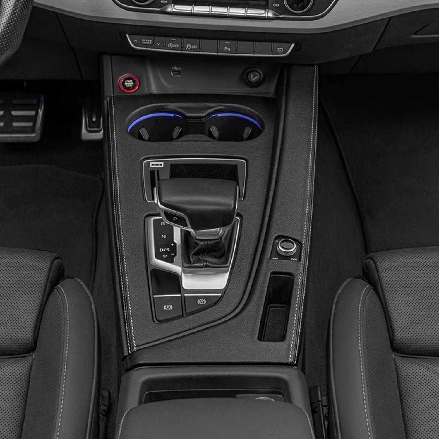 Suitable for Audi 20-25 A4 ultra fiber leather transmission panel+side frame 2-piece set central control shift surface frame