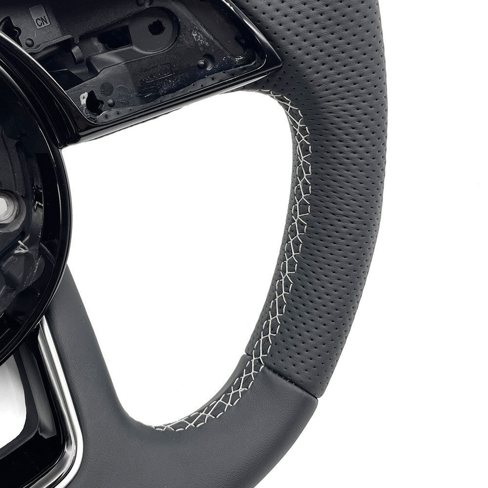 Suitable for Audi A4B9 S standard, semi perforated white line, white leather, return to normal standard, no buttons, no paddles, steering wheel bottom
