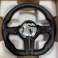 Suitable for BMW 3 Series thongs with semi perforated three color lines, painted black steering wheel without airbags