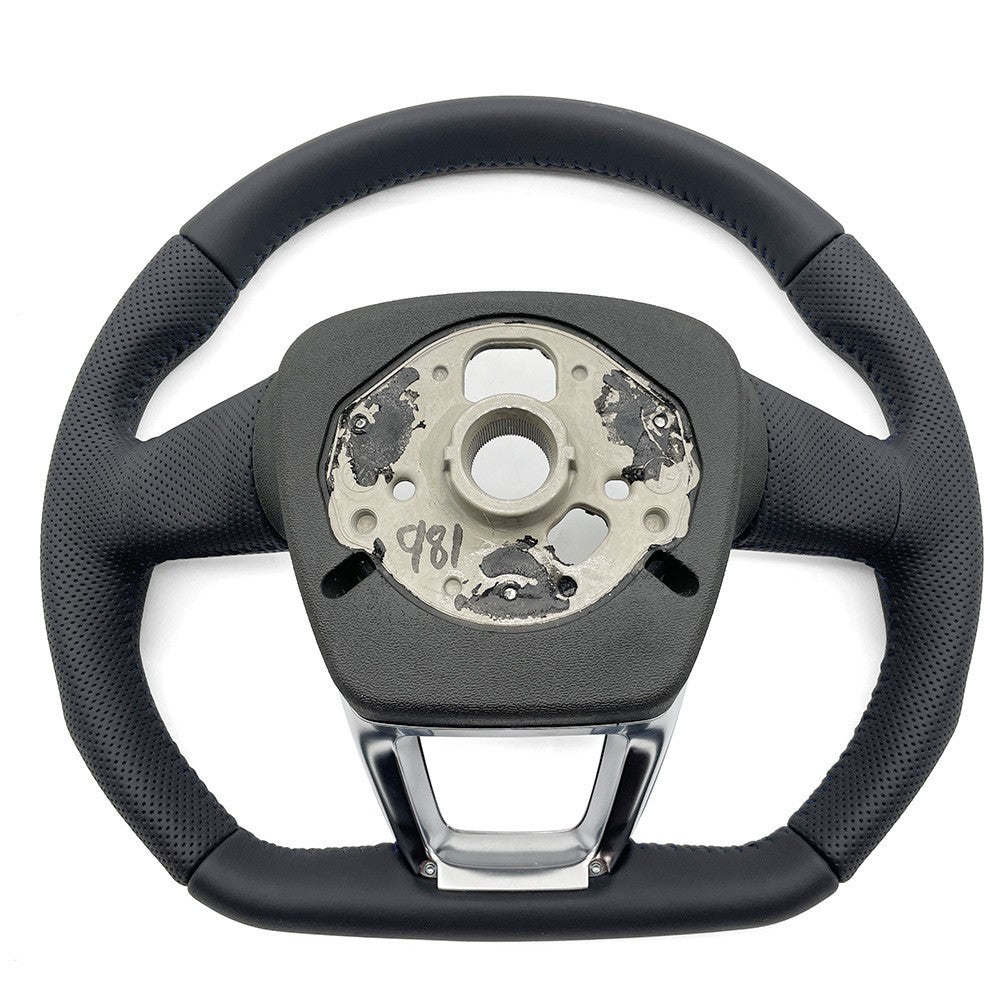 Suitable for Audi Q5 unmarked semi perforated blue stitching, no paddles, no buttons, steering wheel bottom