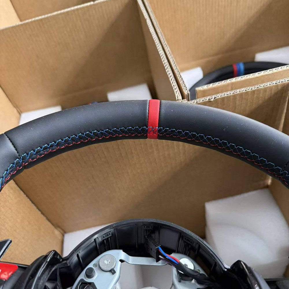 Suitable for BMW thongs with genuine leather, tricolor lines, baked paint, black and red return marks, M1M2 red buttons