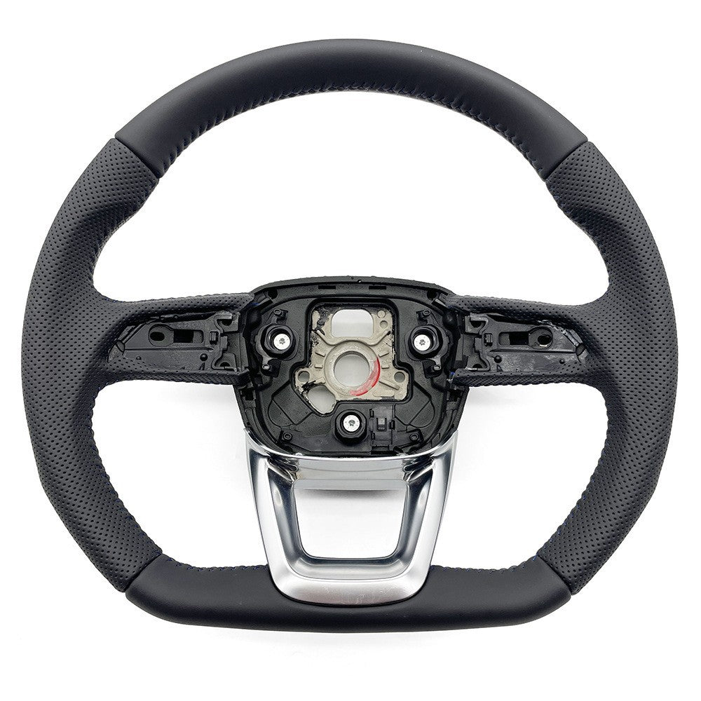 Suitable for Audi Q5 unmarked semi perforated blue stitching, no paddles, no buttons, steering wheel bottom
