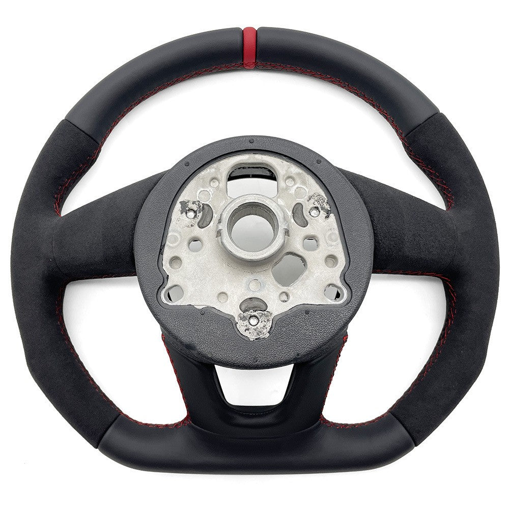 Suitable for Audi A4B9 S standard, semi furred, red, red, return to normal, no buttons, no paddles, steering wheel bottom