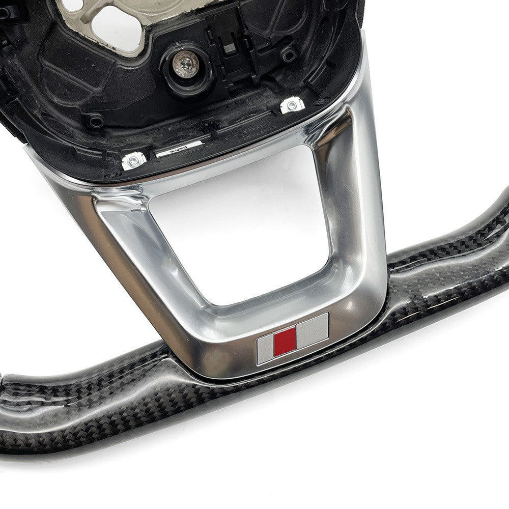 Suitable for Audi Q5 S standard carbon fiber semi perforated white line without paddle or button steering wheel bottom