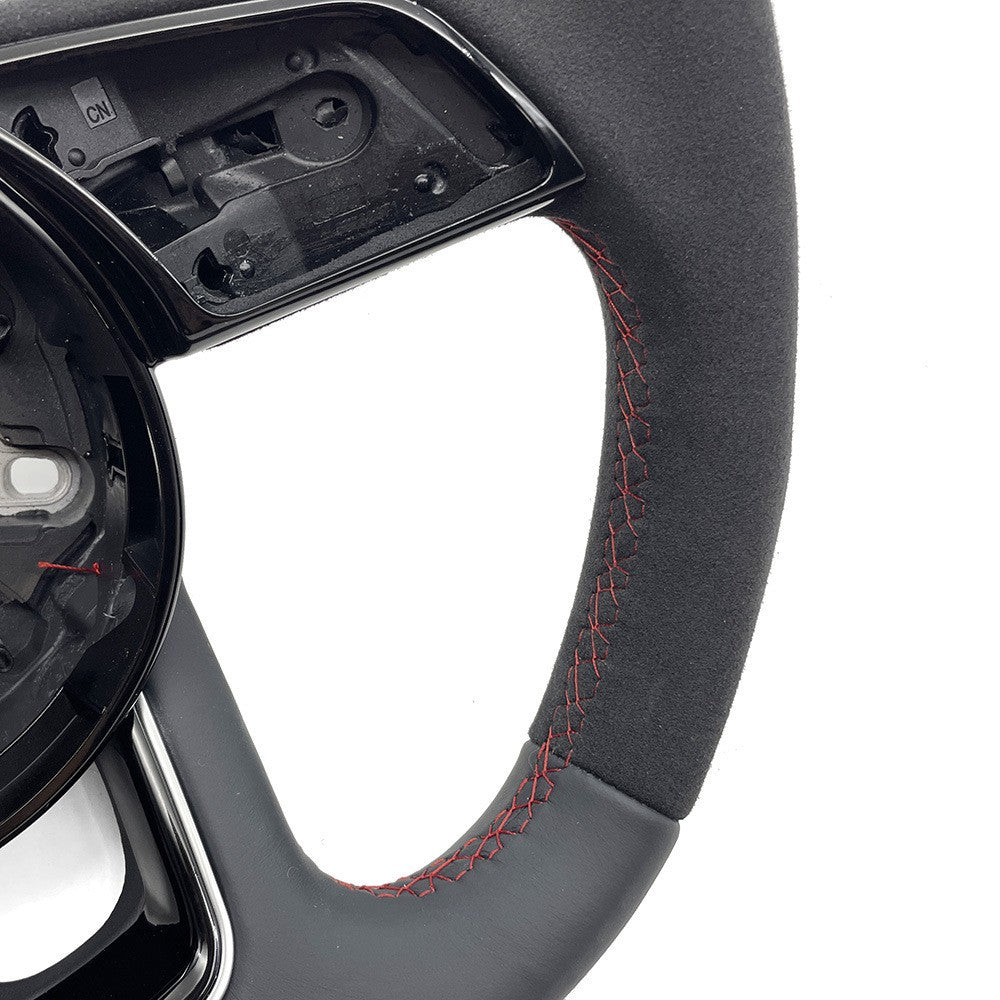 Suitable for Audi A4B9 S standard, semi furred, red, red, return to normal, no buttons, no paddles, steering wheel bottom