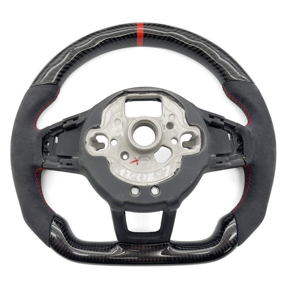 Suitable for Golf 7 GTI Carbon Fiber Sport Steering Wheel with Red Thread and Red Return Logo