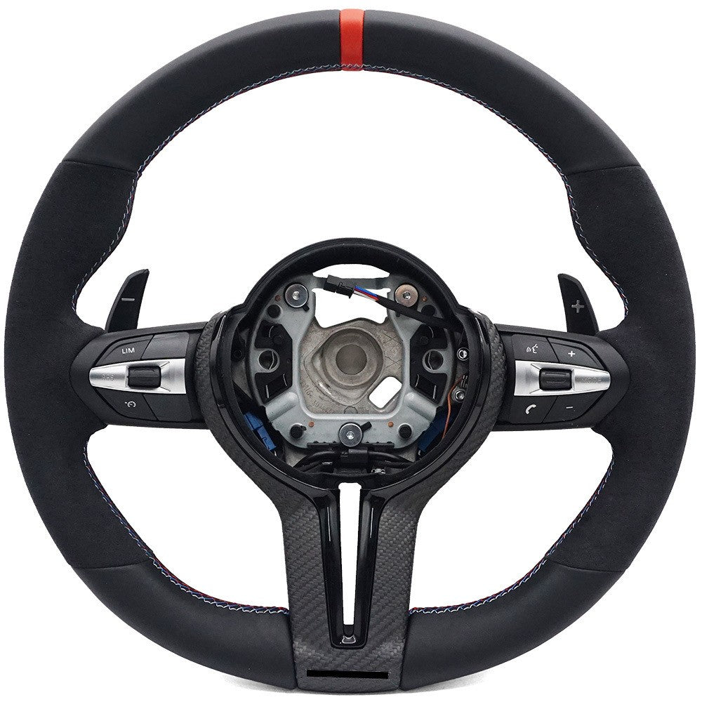 Suitable for BMW 3 Series thongs with semi suede red and blue lines and red genuine leather return to the standard carbon fiber lower cover