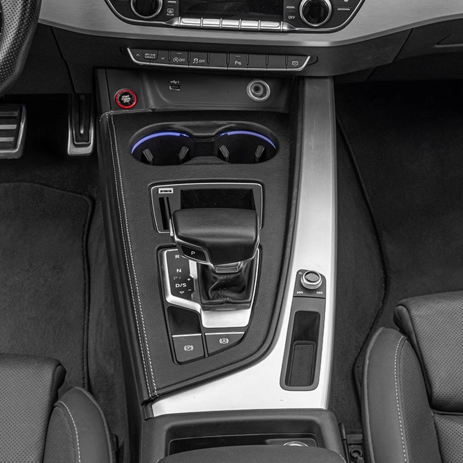 Suitable for Audi 20-25 A4 ultra fiber leather transmission panel+side frame 2-piece set central control shift surface frame