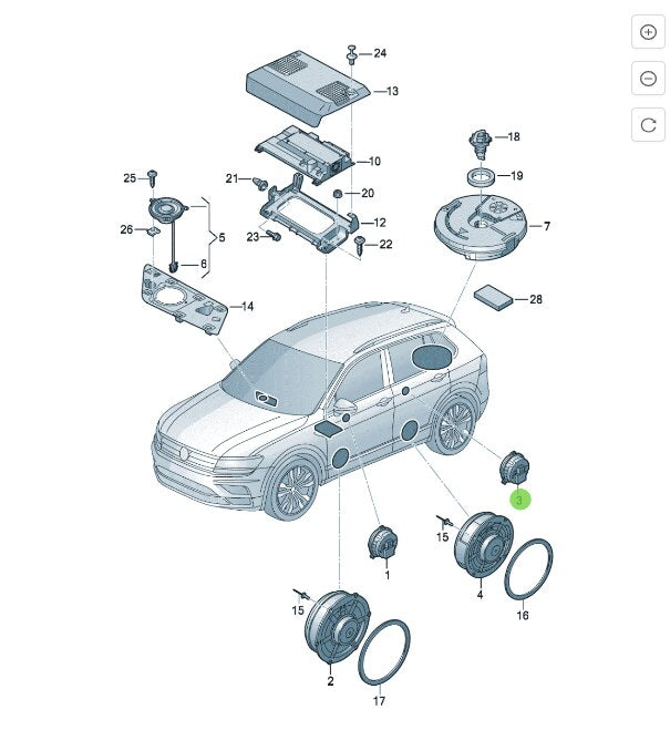 Dynaudio front door tweeter 3G0 035 412B is suitable for VW car Tiguan MK2, Passat B8, Arteon, Tiguan Allspace